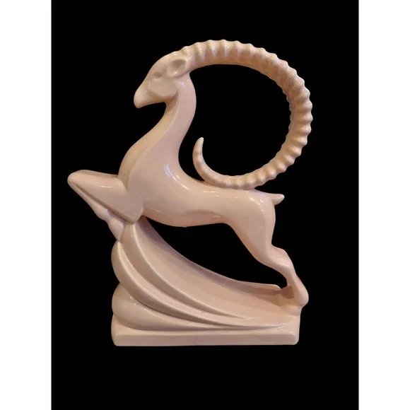 Vintage Pink Ceramic Gazelle Antelope Figurine Statue Mid Century Modern‎ Decor - Picture 4 of 9